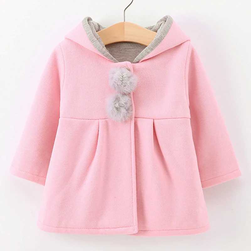Spring Baby Girls Jackets Cute Rabbit Ear Cotton Autumn Kids Outerwear Children Hooded Coats 1 2 3 4 5 Year Toddler Girl CoatXJ241214