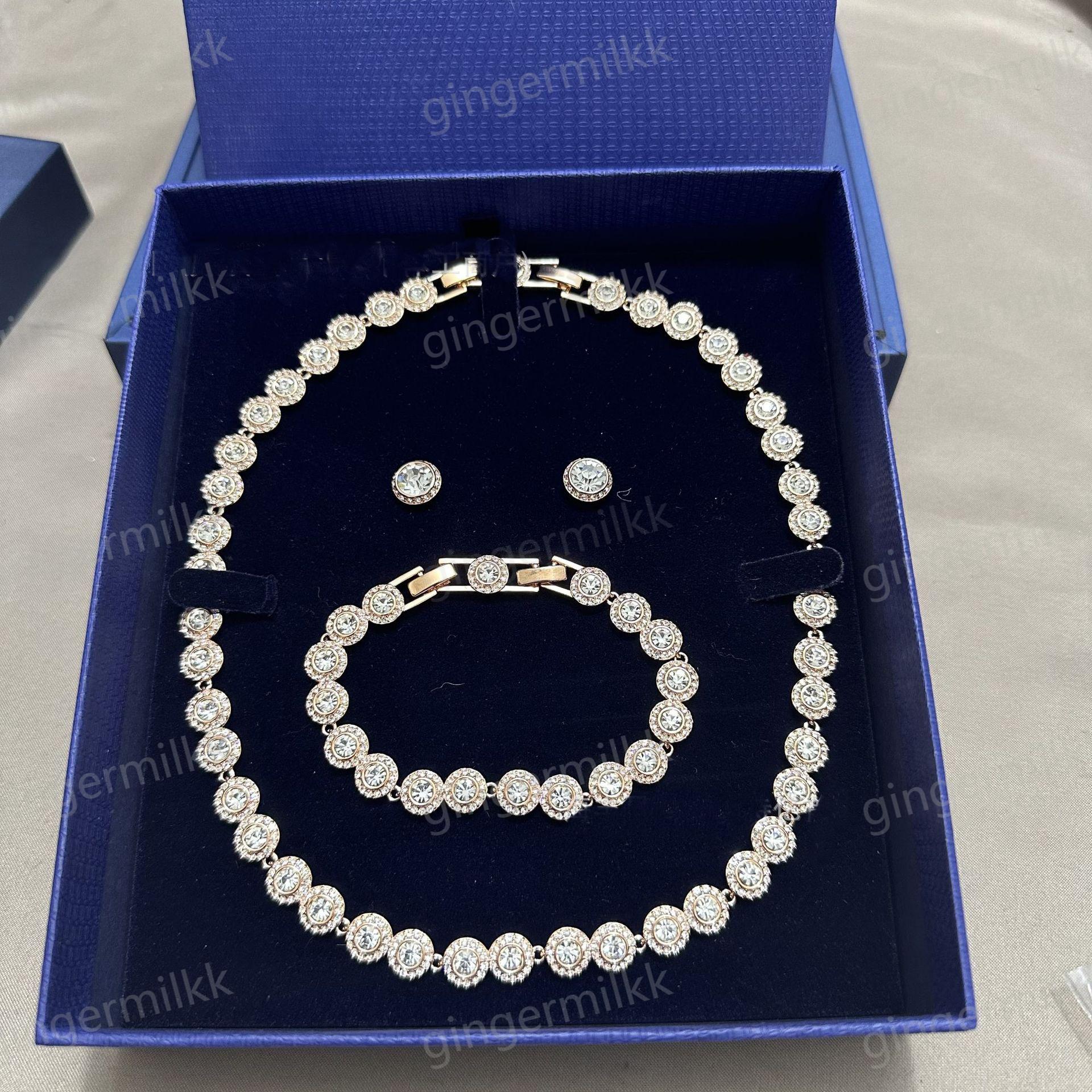 Designer Jewelry Set Gift Box Packing Rhinestone Necklace Bracelet Earrings Sets Adjustable Jewelry Christmas Valentine's Day gifts Top Quality