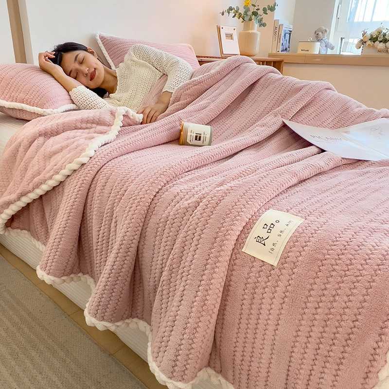 Throw Blanket for Sofa Winter Blanket King Size Home Warm Plaid Comforter Bedspread Bedding SheetC241216