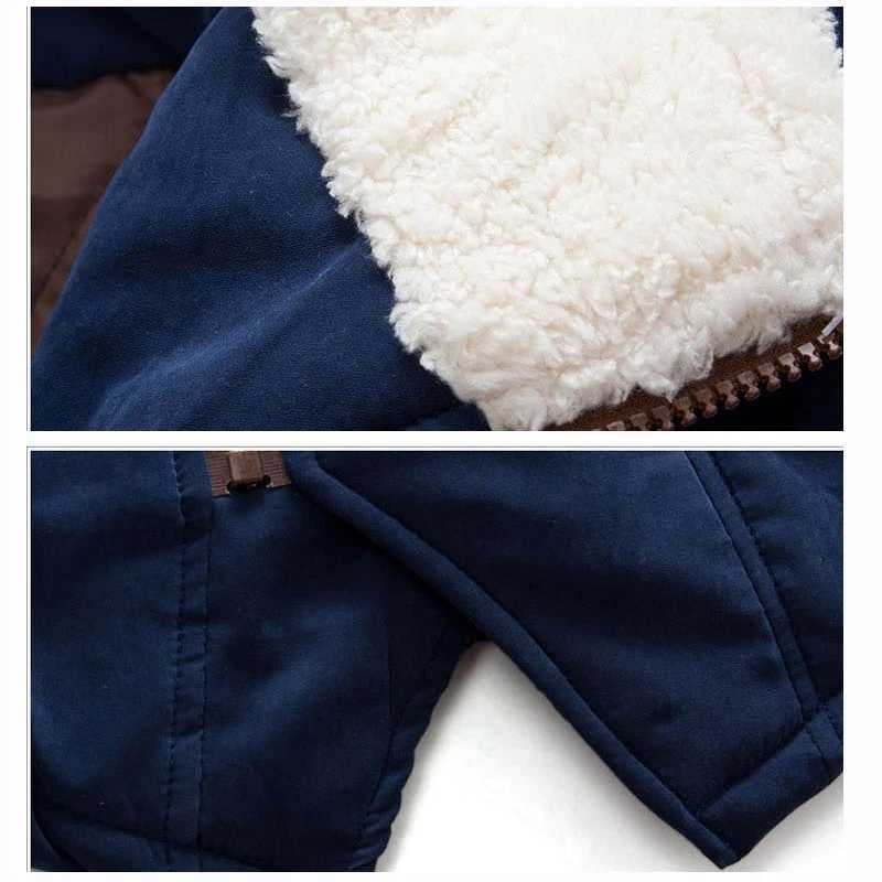 Winter Thick Boys Jackets 2023 New Warm Clothes Children Jacket Plus Velvet Padded Jacket Boy Hooded Jackets Mid-length SnowsuitXJ241214