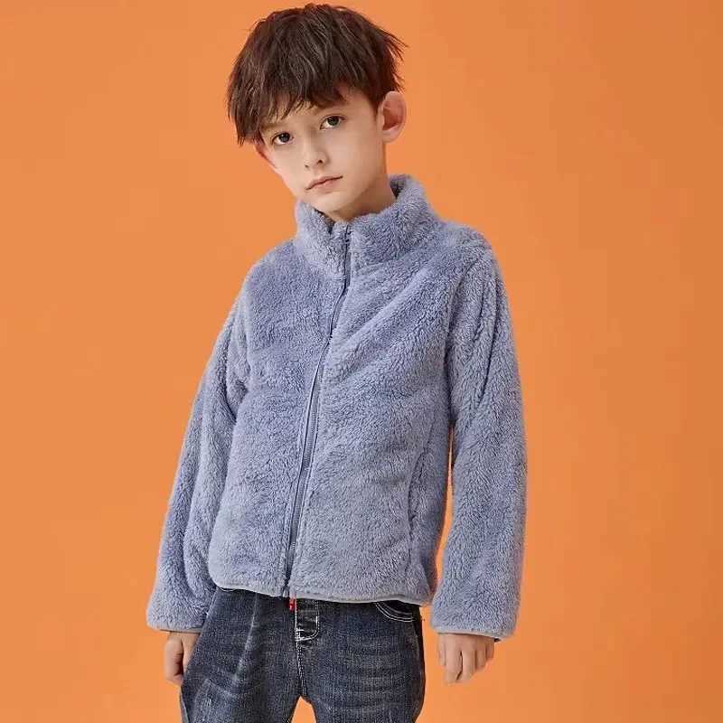 Childrens Fleece Jacket Winter Thickened Warm Coats for Boys Girls Coral Velvet Windbreaker Teenager Outerwear Baby OutfitsXJ241214