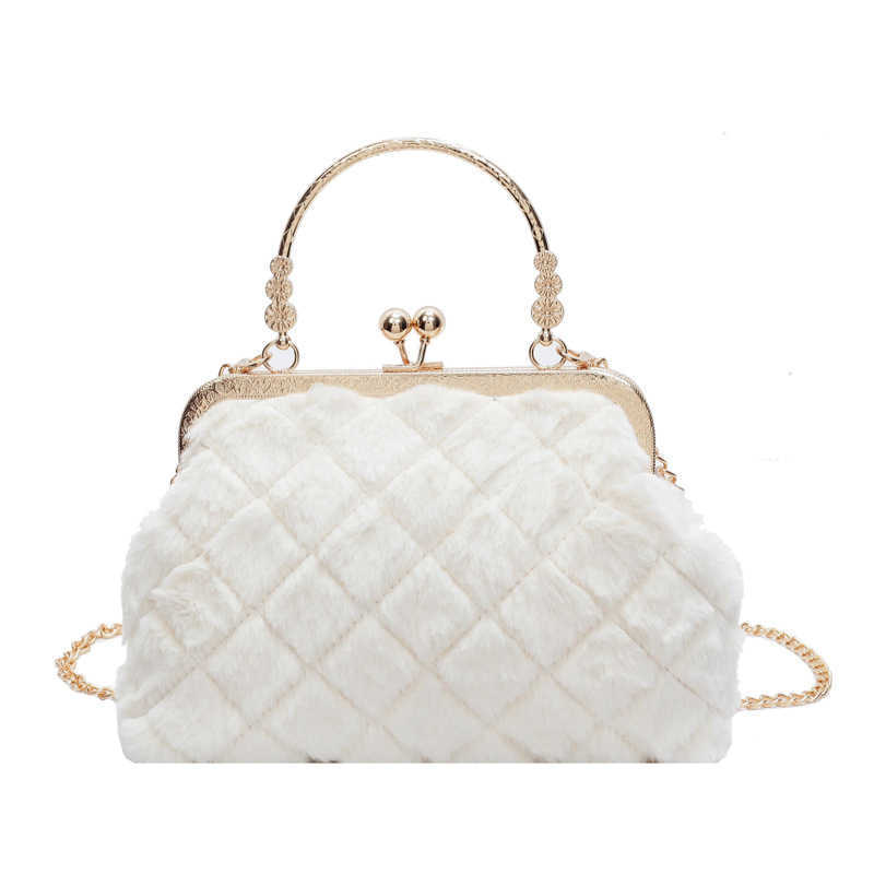 Fashion Velvet Banquet Bag with Western Style, Versatile Chain, Single Shoulder, Cross Shoulder, Clip Mouth Women's Small Bag 241215