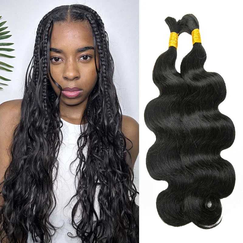 Body Wave No Weft Braids Human Hair Extensions Bulk Human Hair Bundles 16-26 Natural Black Virgin Hair Bulk For BraidingXJ241216