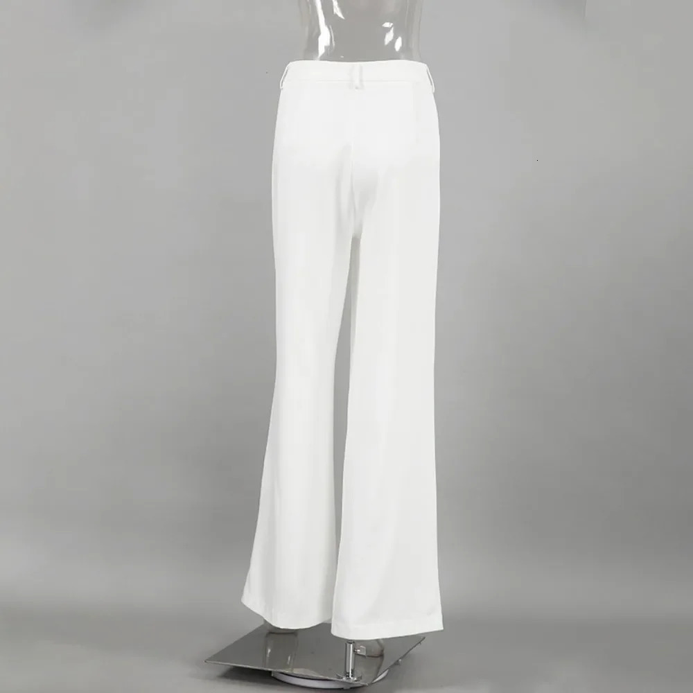 Lightweight white womens wide leg pants with spring and autumn temperature Versatile Commuting casual high waisted straight 241212
