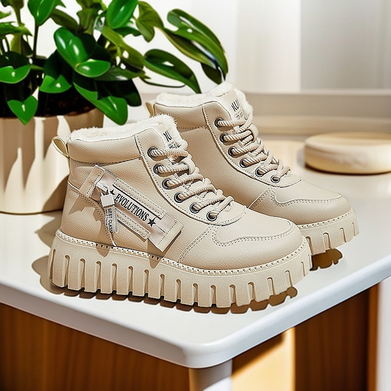 Fashionable velvet Martin boots for women 2024 winter new casual thick sole height increasing student warm motorcycle boots WS820