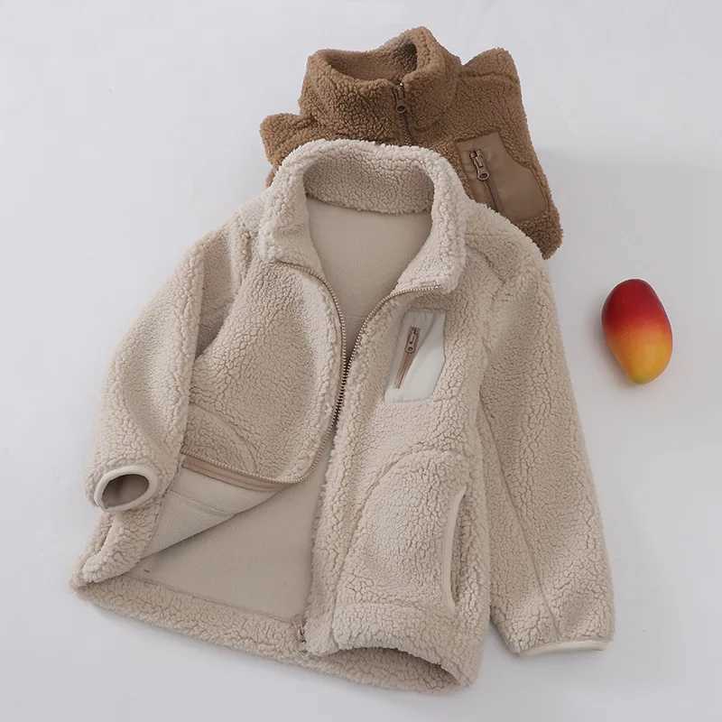 Childrens Plush Jacket Warm Winter Cold Weather Gear Snow Windproof Outdoor Outerwear for Kids Casual Boys Girls Tops ClothesXJ241214