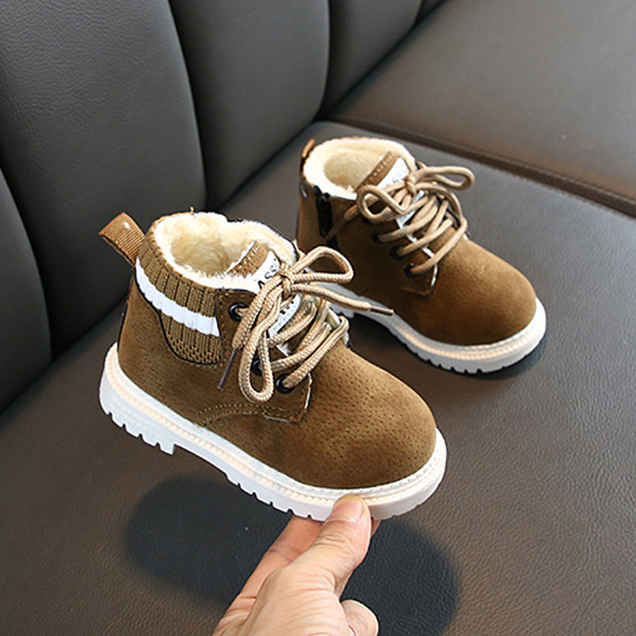 Plush Kids Winter Snow Boots Cotton Fabric Children Shoes Happysteps Baby Toddler Boys Girls Warm Boots Size US 5C-12.5C