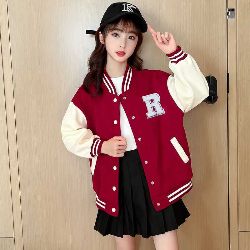 Teenage Girls Baseball Jackets For 5-14 Years Old Teens Clothes Children Sports Outerwear Coat Spring Autumn Fashion Boys JacketXJ241214