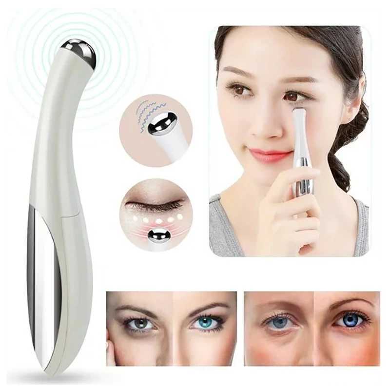 Electric Eye Massager Vibration Wrinkle Anti-Ageing Eye Massage Dark Circle Removal Beauty Face Eye Care Pen Pink and WhiteXJ250224