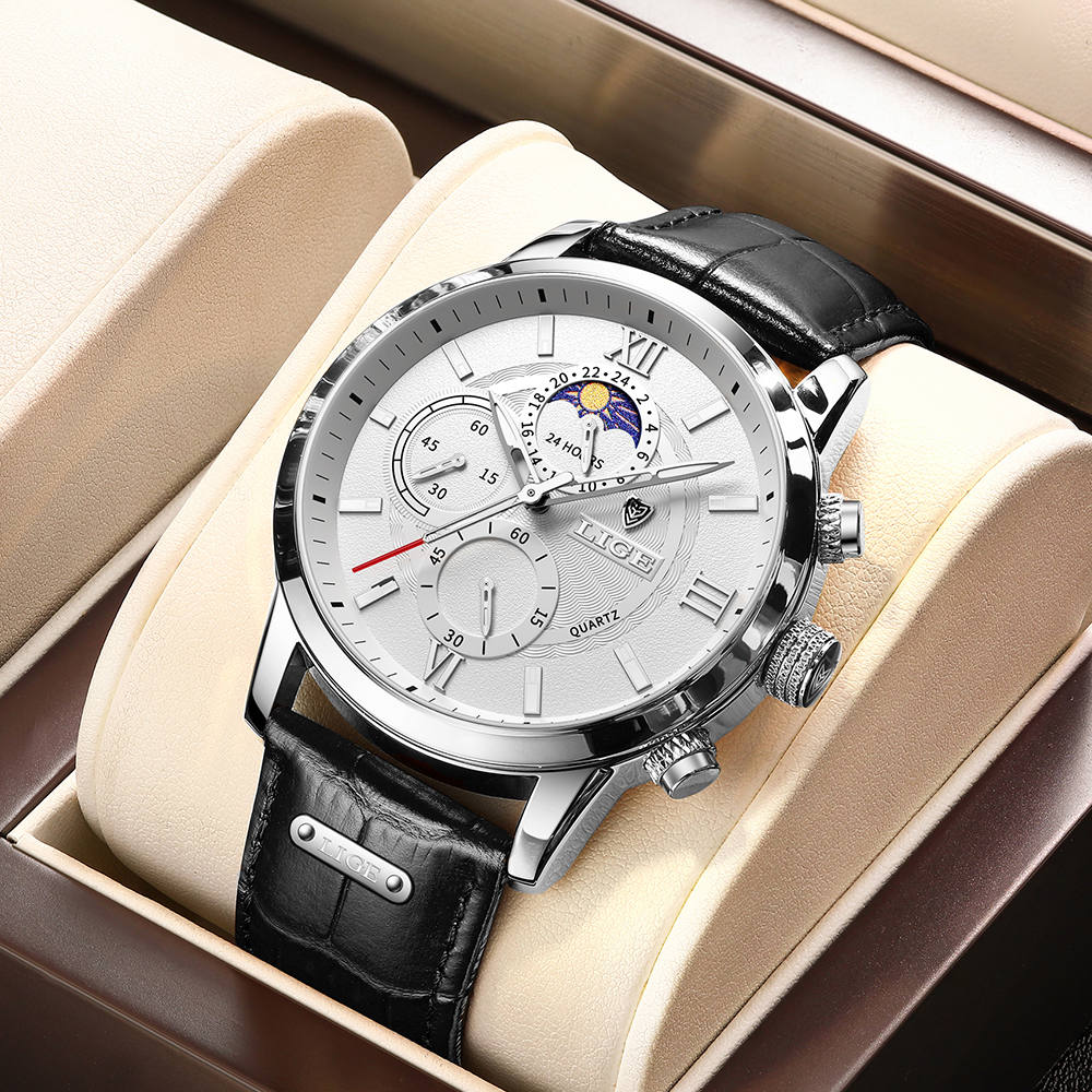 LIGE Men's Quartz Watch Business Luxury Brand watch Multi-functional waterproof watch Men's watch Youth Clock Holiday