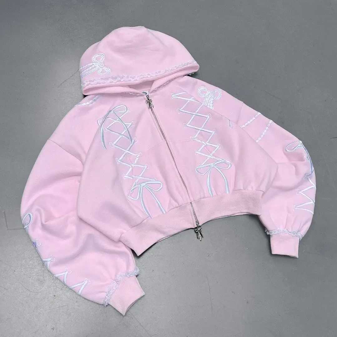 Fashion Y2k new autumn and winter hoodie two-piece set suitable for Wenyuansu hip-hop bow embroidery loose sportswear casual fashion sportswear Y25112