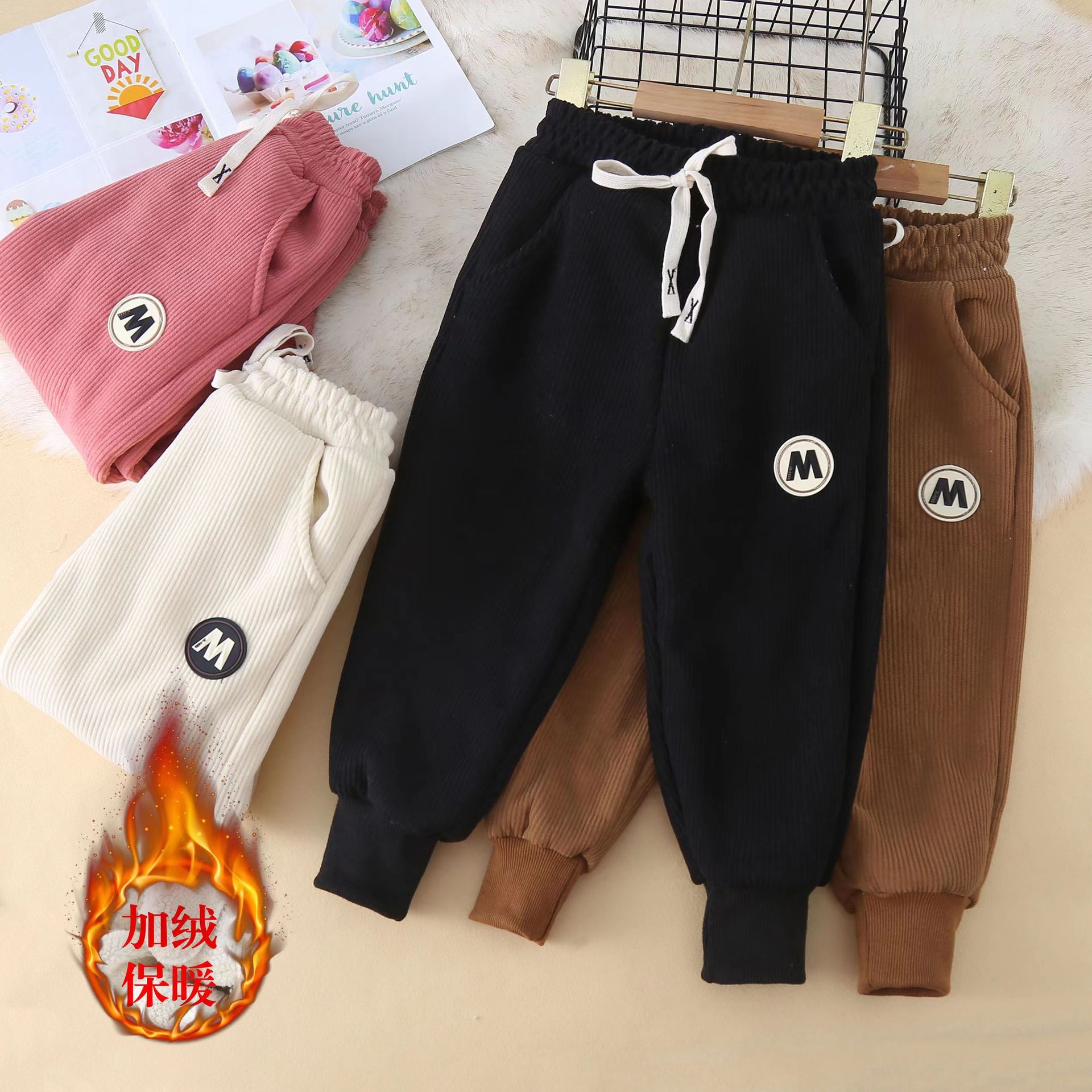 Trousers Winter Childrens Fashionable And Thickened Warm Casual Pants With Wool For Boys Girls Lamb Sports Drop Delivery Baby, Kids M Otefp