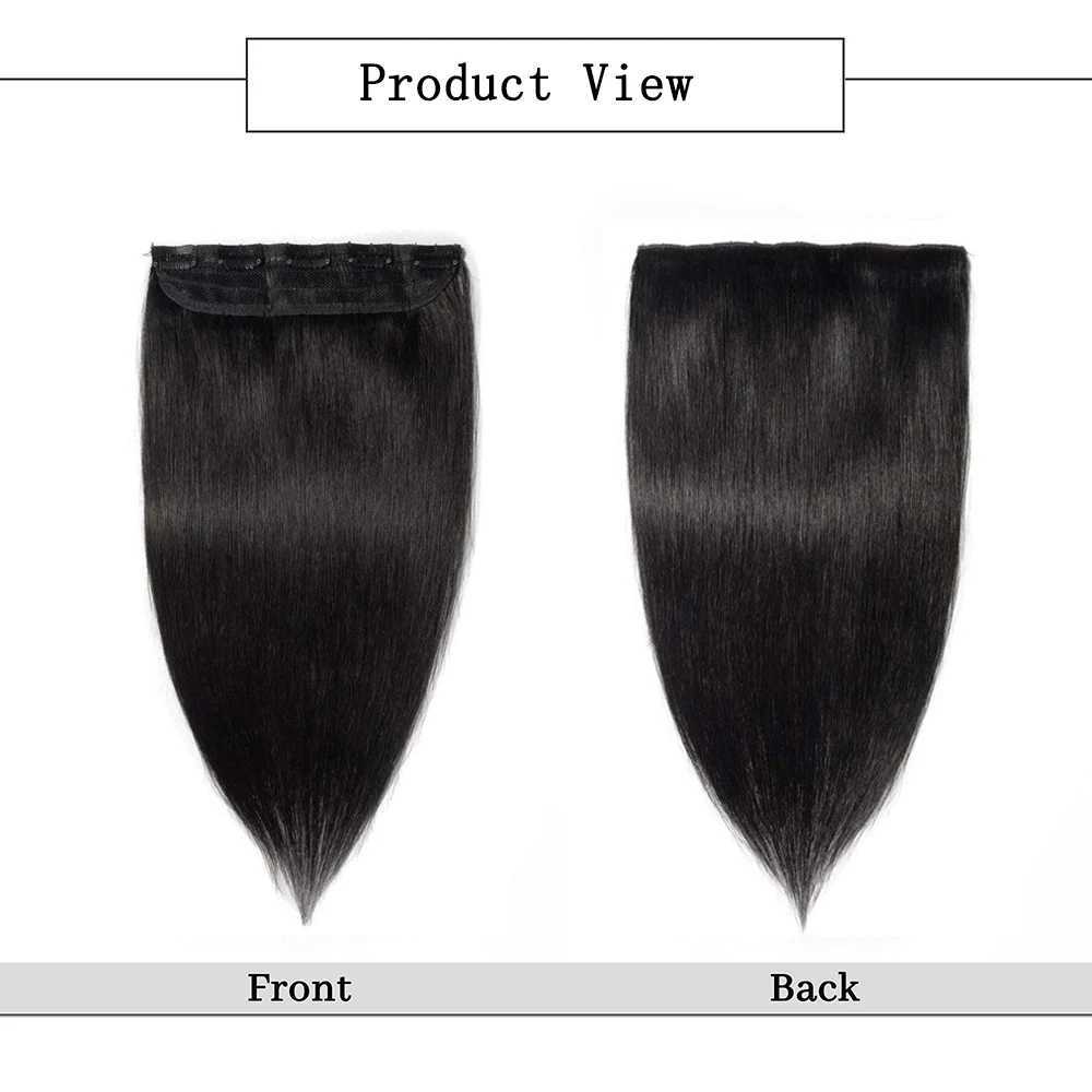 Clip in Human Hair Extensions One Piece 5 Clips 100% Real Human Hair Straight Soft One Piece Natural Human Hair Extensions 100gXJ241216