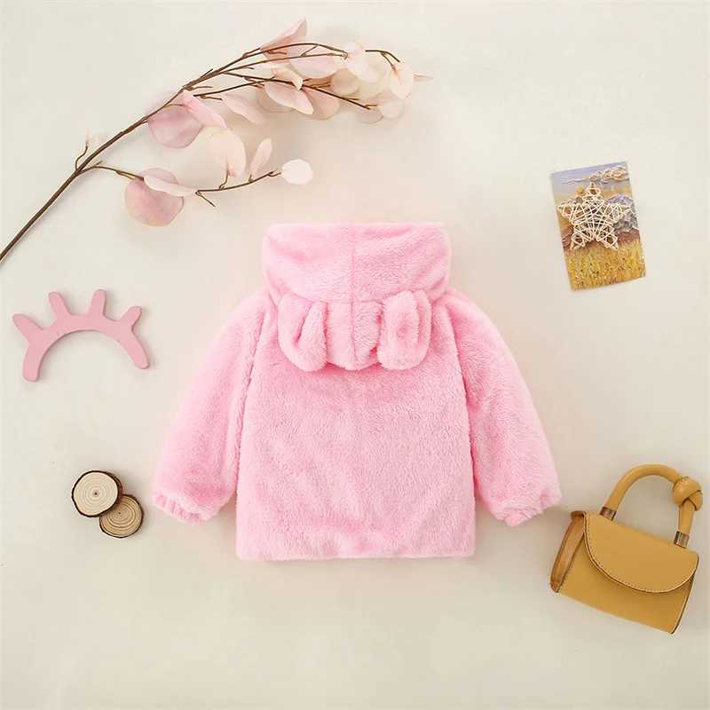 (9 Months -3 Years Old) New Pink Long Sleeved Baby Girl Coat For Autumn And Winter Simple Sle Warm ChildrenS ClothingXJ241214