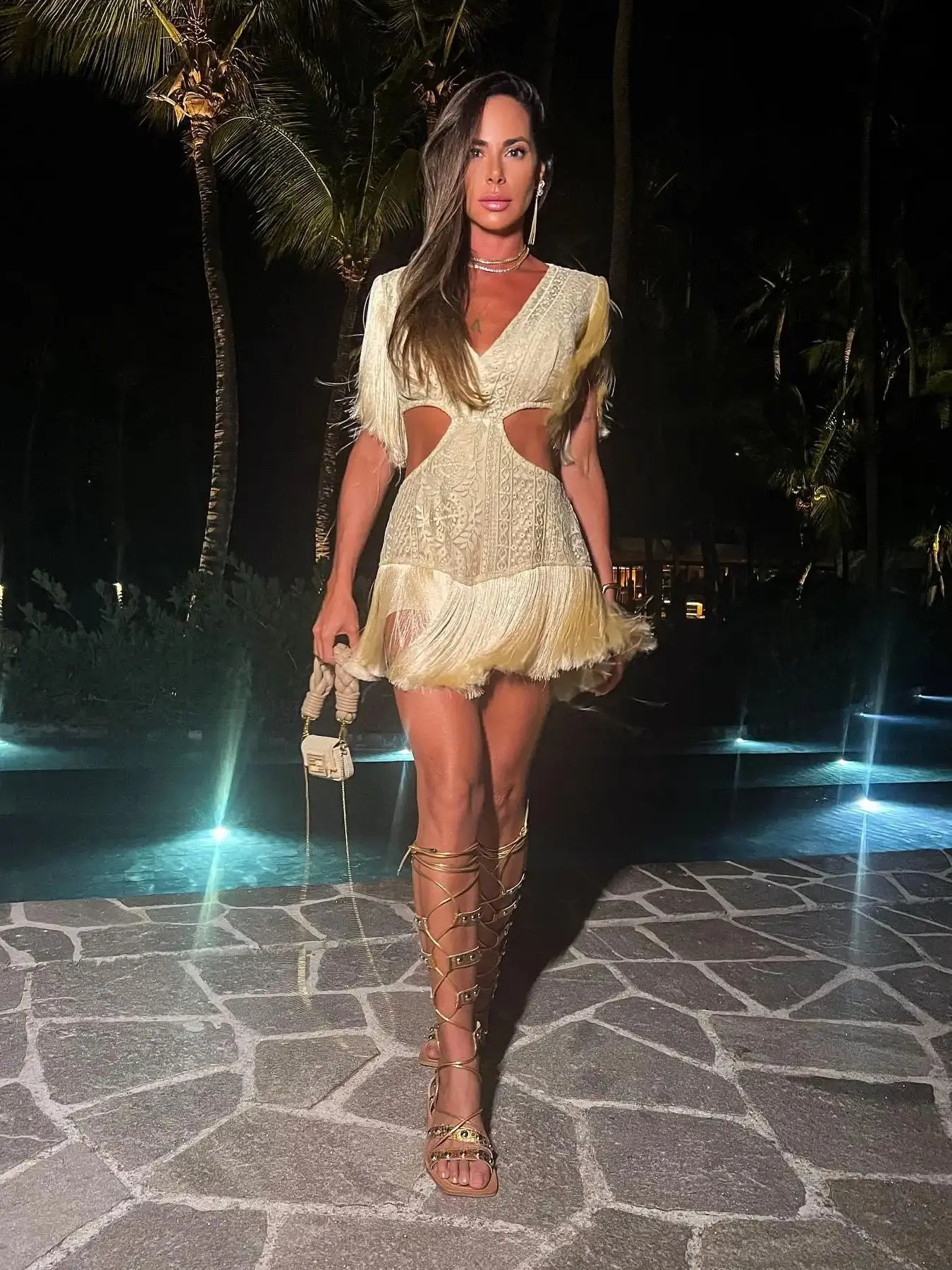 2024 Sexy Women Black Leopard Tassel Mini Dresses Deep V Sleeveless Naked Waist Dress Summer Party Evening Female Vestidos 241216