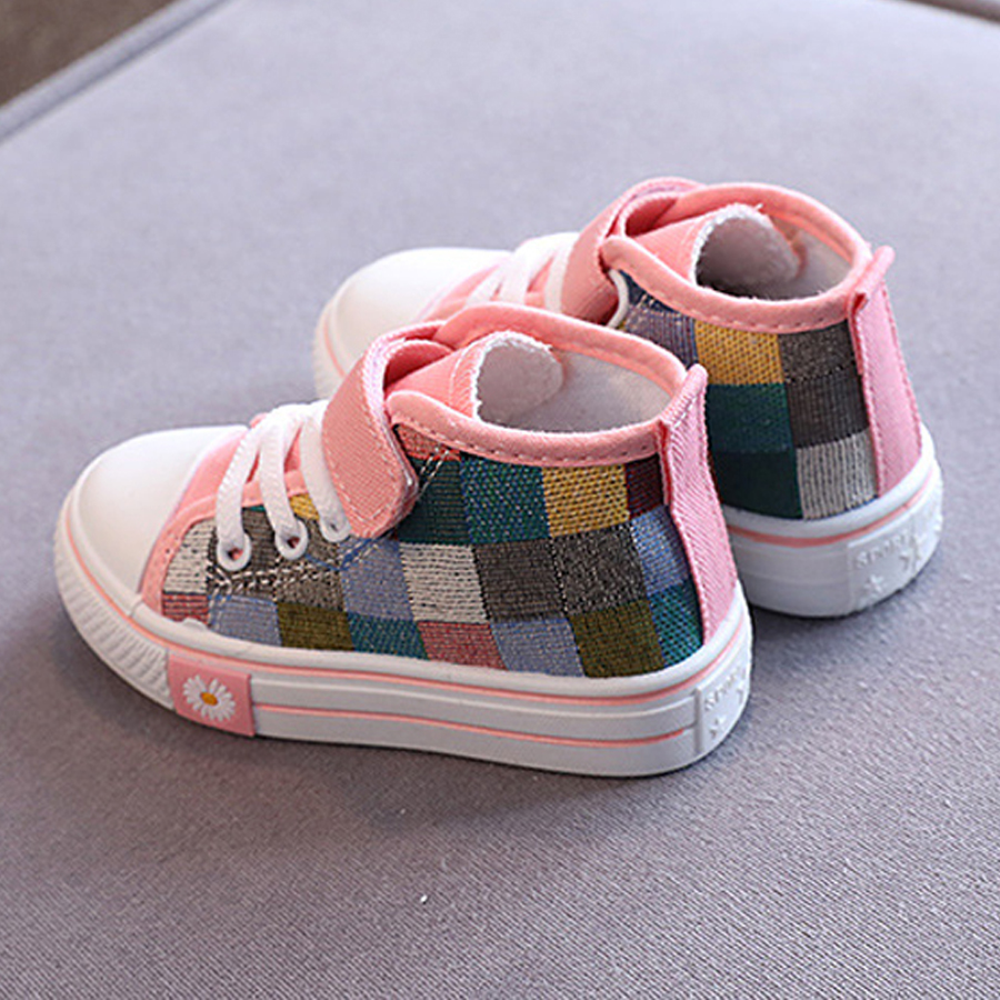 Children Canvas Shoes 2025 Spring Fashion Kids Britain Breathable Assorted Happysteps Casual Girls High-top Lattice Sneaker Sizes US 5C-1Y