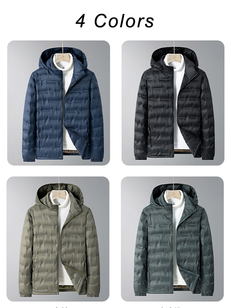 Winter Men's Jacket Hat Detachable White Duck Down Padded Graphene Heating Warm Hooded Windbreaker Puffer Coat 8Xl