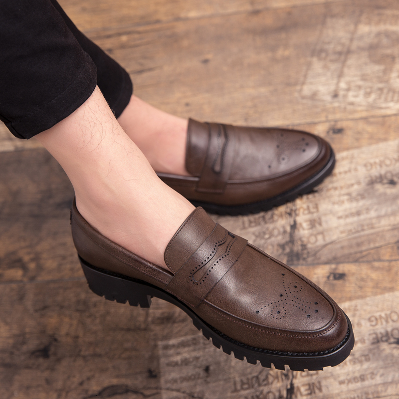 2022 Brand Penny Loafers Men Casual Slip On Leather Dress Shoes Big Size 38-46 Brogue Carving Loafer Driving Party