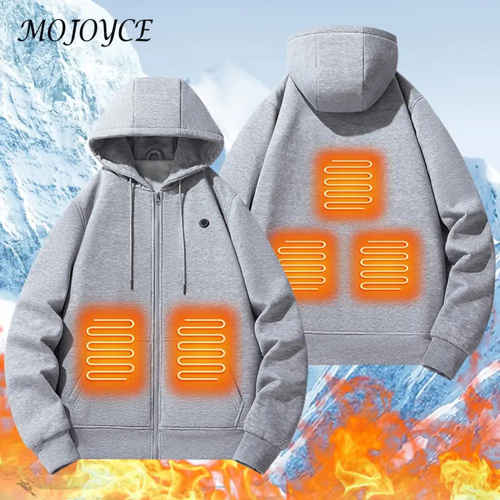 Electric Heated Hoodies Winter Heating Casual Hoodies Long Sleeve Streetwear Thermal Heated Jacket for Men and Women 241214