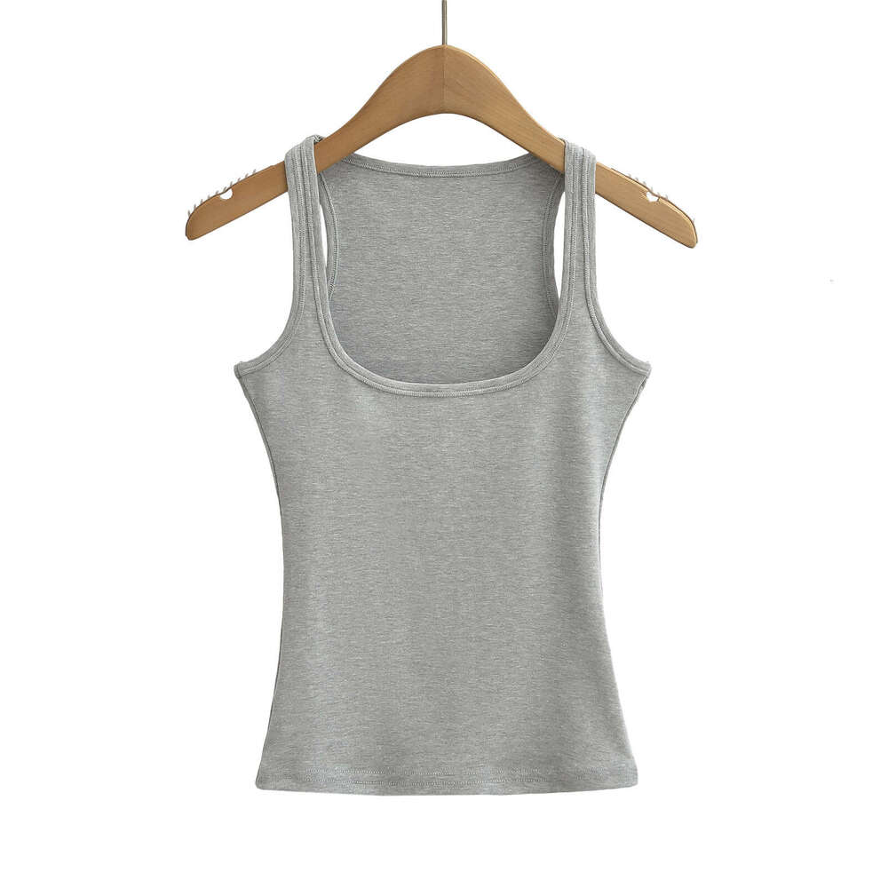 Versatile Pure Desire Square Neck Solid Color Bottom for Women's Summer Outfit Slim Sleeveless Strap Tank Top 2024 New Casual Fashion Trendy Clot