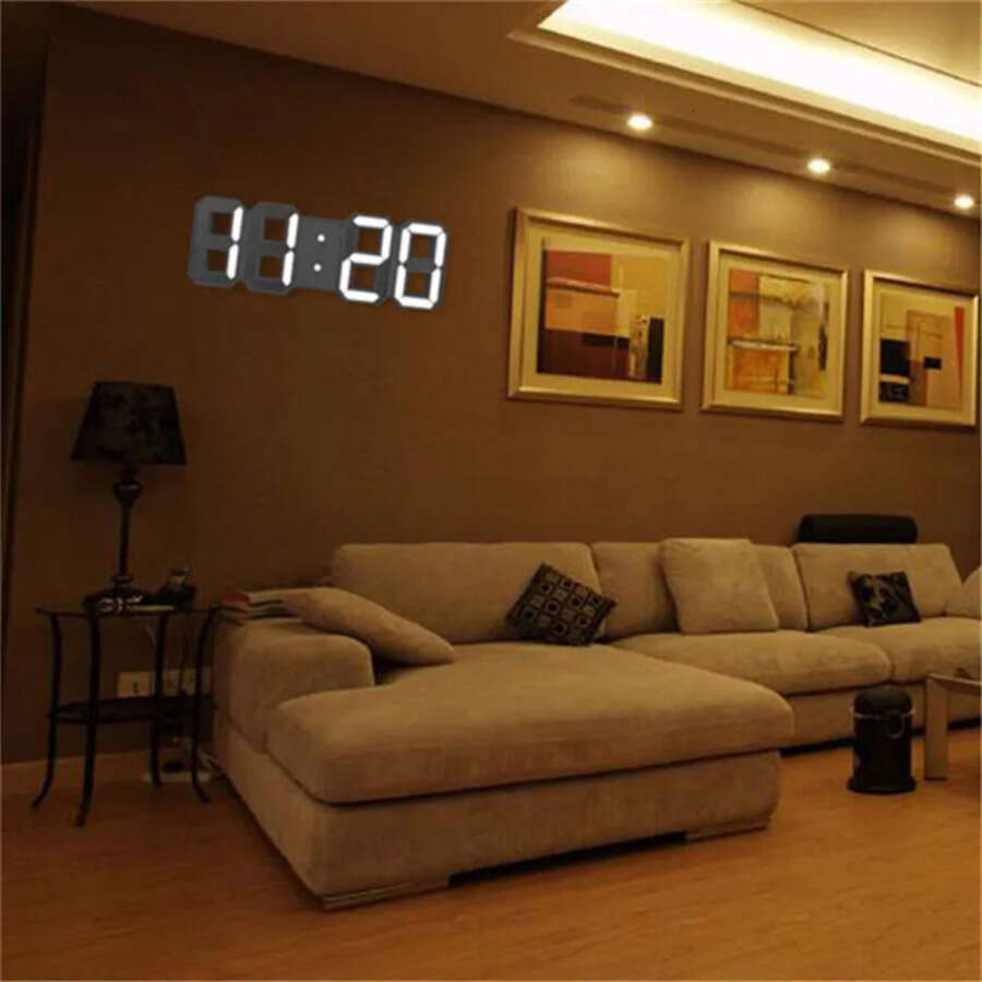 Modern Design 3D LED Wall Digital Alarm Cloc Home Living Room Office Table Desk Night Clock Display