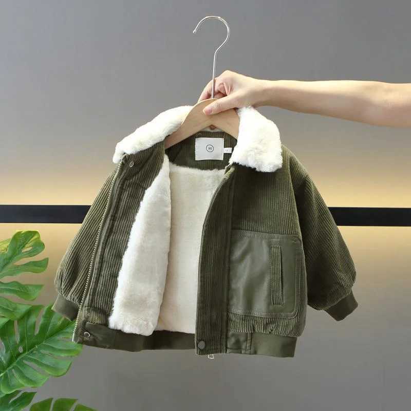 Winter Padded Corduroy Jackets Kids Thick Plus Velvet Cotton Clothes Warm Parka Cold Coats Teen Snowsuit Outerwear 2-8 YearsXJ241214