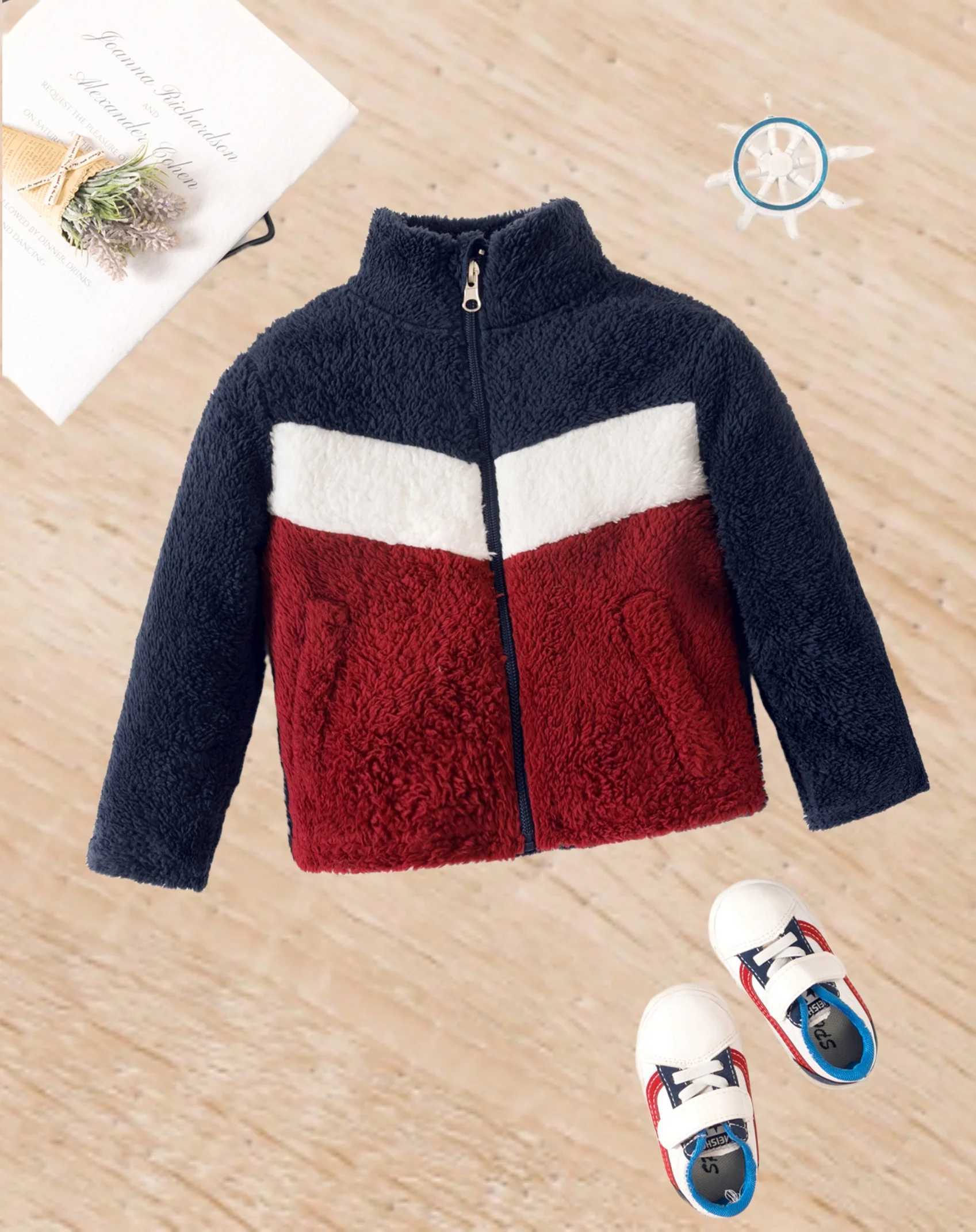 Childrens clothing boys winter fur coat with thick cashmere to keep warm and color matching fashion comfortable jacketXJ241214