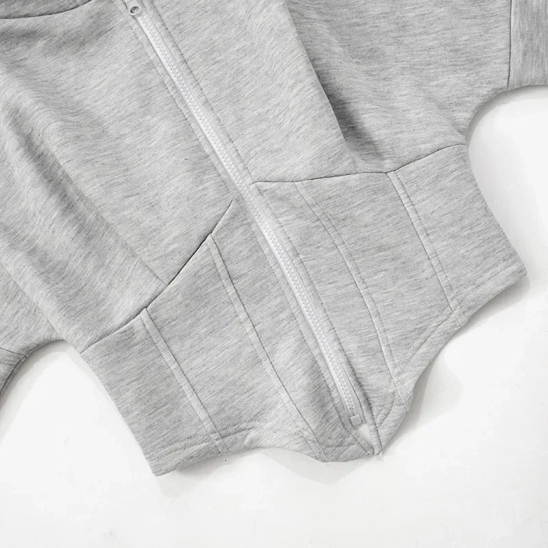 Womens solid wool hooded sweater 2024 autumn and winter long sleeved zipper ultra-thin tight corset jacket top 241209