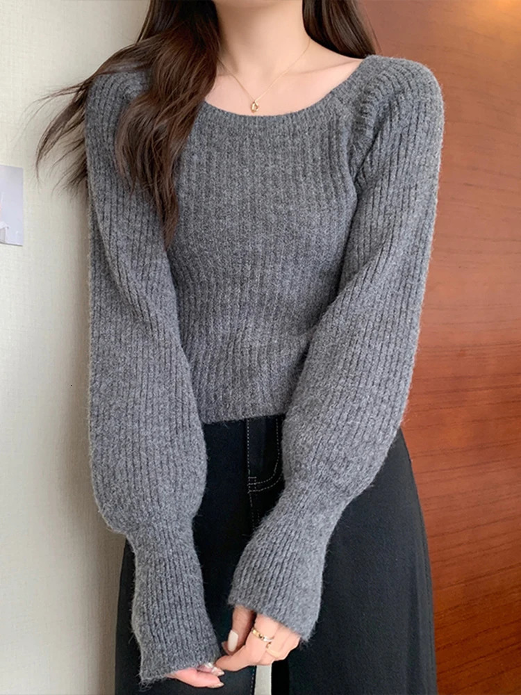 Autumn and winter loose womens sweater casual soft long sleeved fluffy jumper knitted basic top 241211