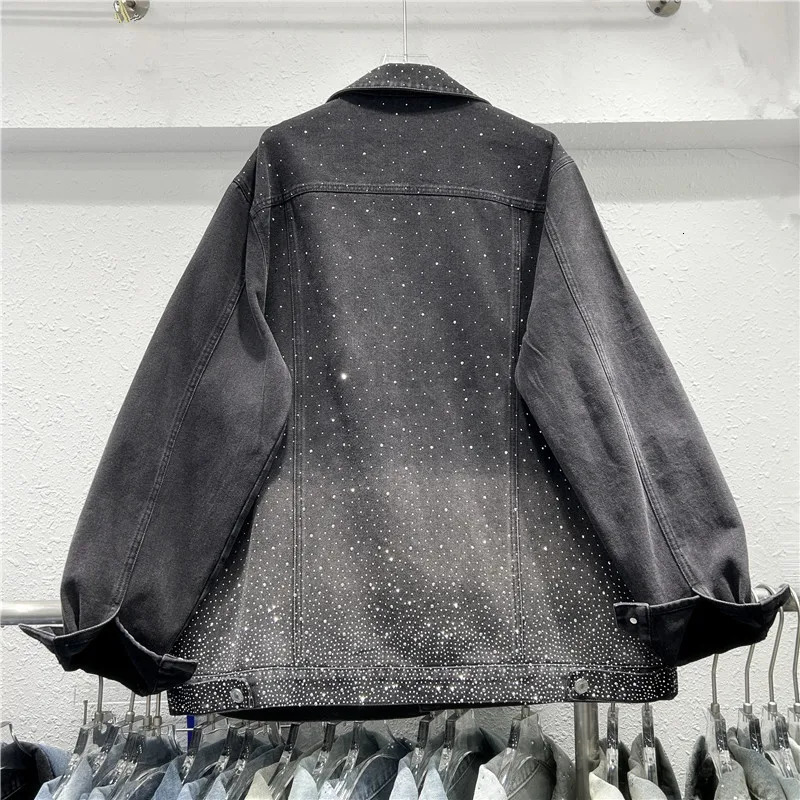 Korean loose single chest diamond denim jacket gradient color retro style womens jeans jacket 2024 autumn 16U8298 241209