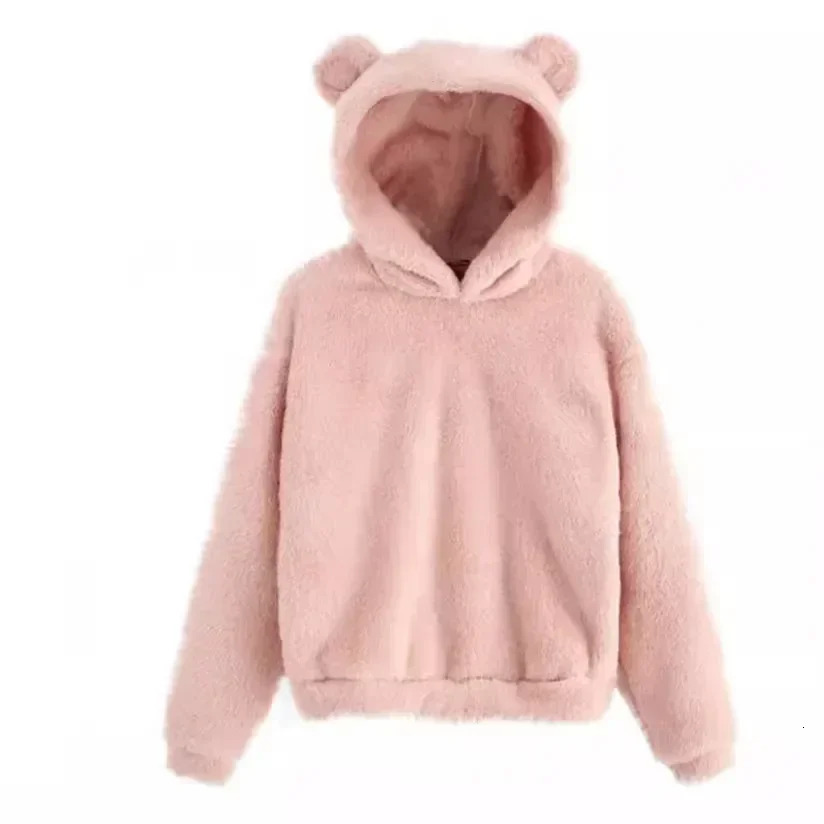 autumn and winter fluffy rabbit ear covers for Europe the United States in 2024 warm sweaters hoodies jackets 241211