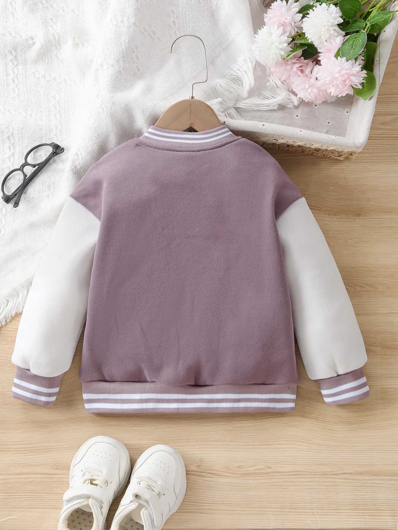 Childrens Baseball Uniform Jacket for 2-7 Years fashionable Street Tide Letter Embroidered Single-breasted Striped Jacket CoatXJ241214