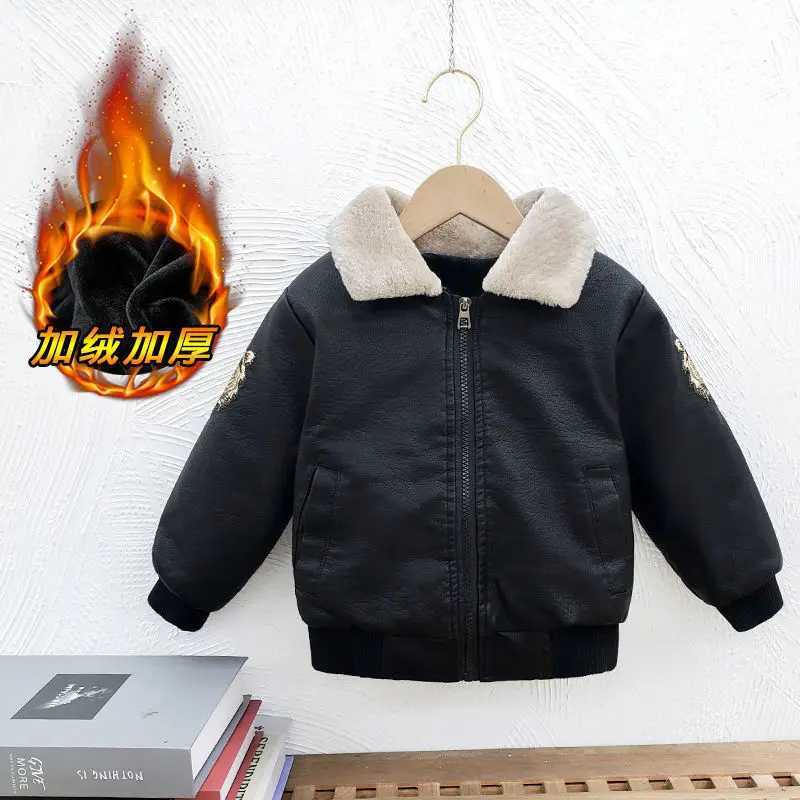 Boys Coat Jacket Overcoat Cotton 2023 Tiger Warm Thicken Velvet Winter Sports Teenager School Kids Childrens ClothingXJ241214