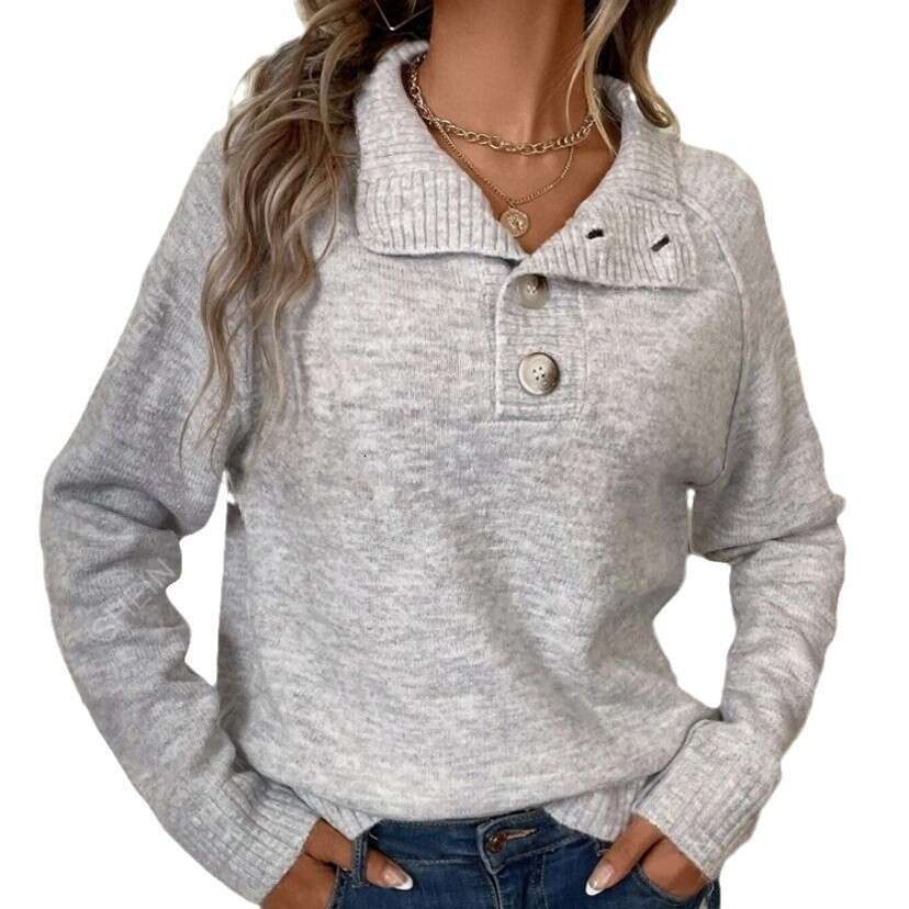 New Product: European And American Casual With Buckle Decoration, Grey Stand Up Collar, Hairy Clothes, Autumn Women's Clothing