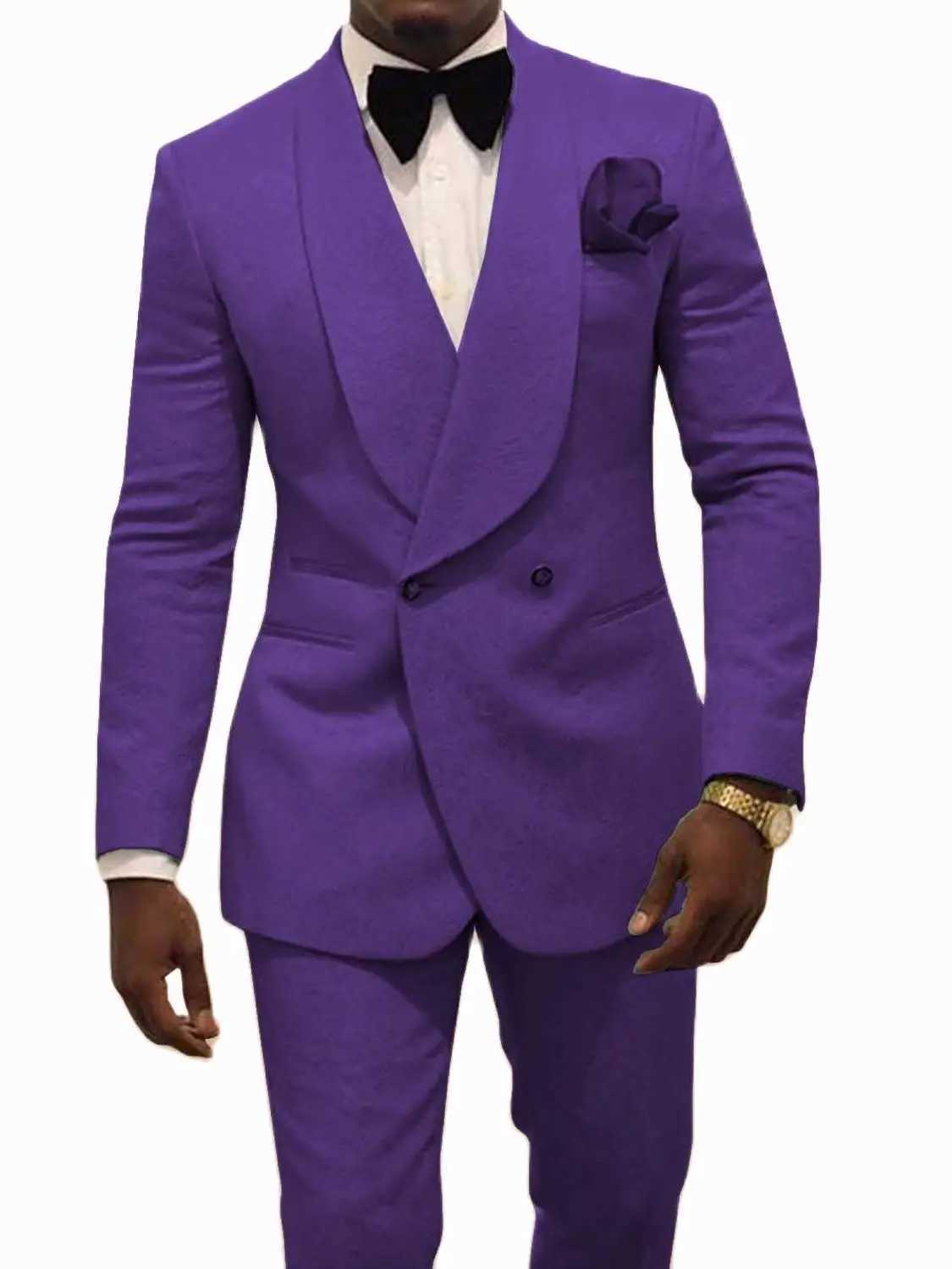 Custom Pour Hommes Made Groomsmen White Pattern Groom Tuxedos Shawl Lapel Suits 2PCS Wedding ( Jacket+Pants )Costume Homme W241216