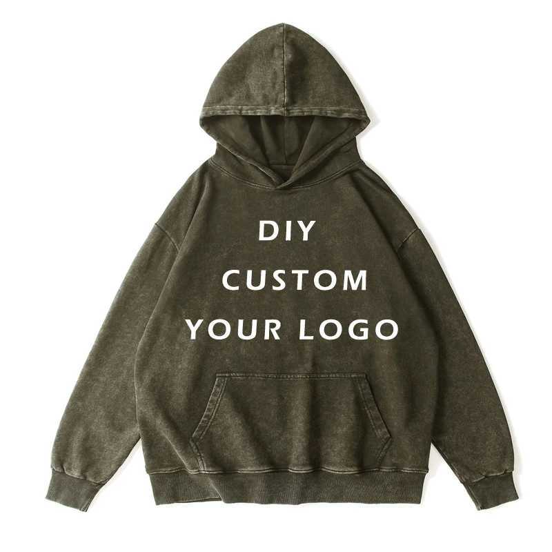 100% pure cotton retro washed hoodie customization your own design brand/picture/text customization DIY M-3XL direct shipping X2412161