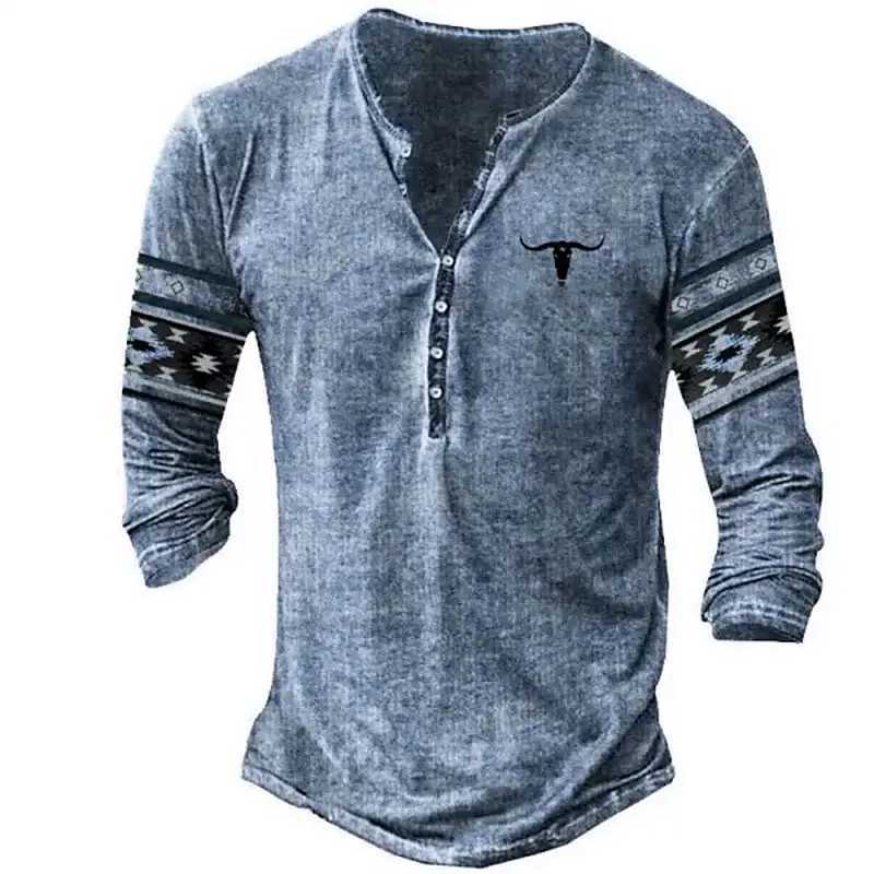 Vintage Y2K Mens T Shirt Long Sleeve Top Street Tees One Bull Graphic 3d Print T-Shirt Fall Oversized Loose Clothing Tee Tops W250117