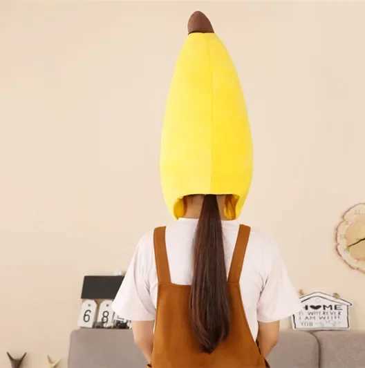 Fun Banana Party Costume Hat Warm Role Playing Hat Cartoon Plush Costume Ball Dress Hair Carnival Accessories Y241216