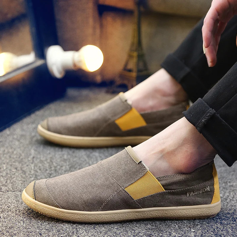 Fashion Men Lazy Youth Slip-On Walking Sneakers Mens Brand Casual Shoes Big Size 36 Canvas Driving Loafers