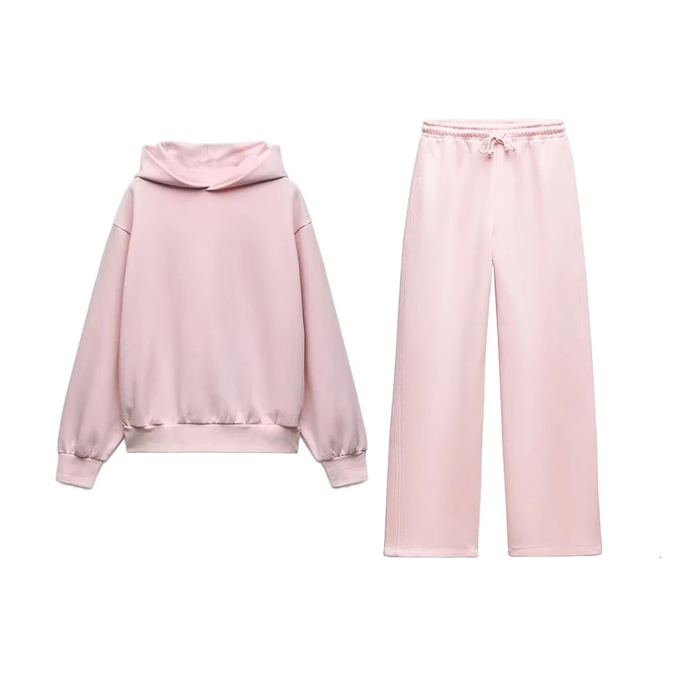 Womens Wide Leg Pants Suit Flannelette Hoodie MultiColor Can be Short Elastic Highwaisted Leisure 241121