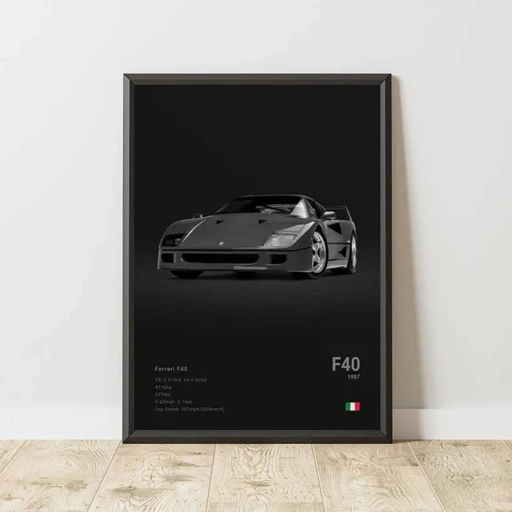 High Quality Famous car RS3 918 F40 canvas wall art printing poster GT500 decorative painting home decoration car lover gift frameless T241216