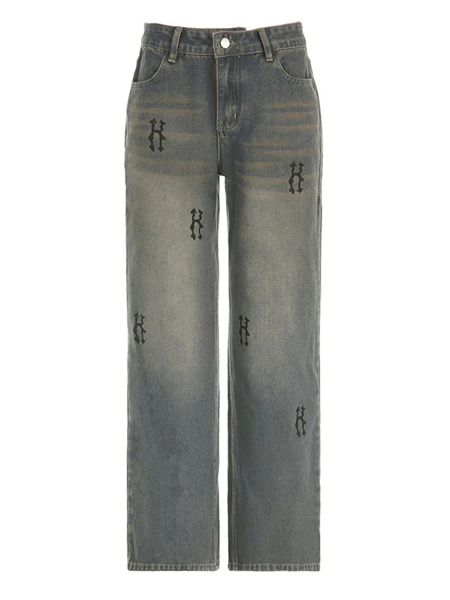 Baggy y2k Distressed Jeans 90s Low Retro Loose Denim Pants Patchwork Mom Harajuku Direct Wash Trouser 241212