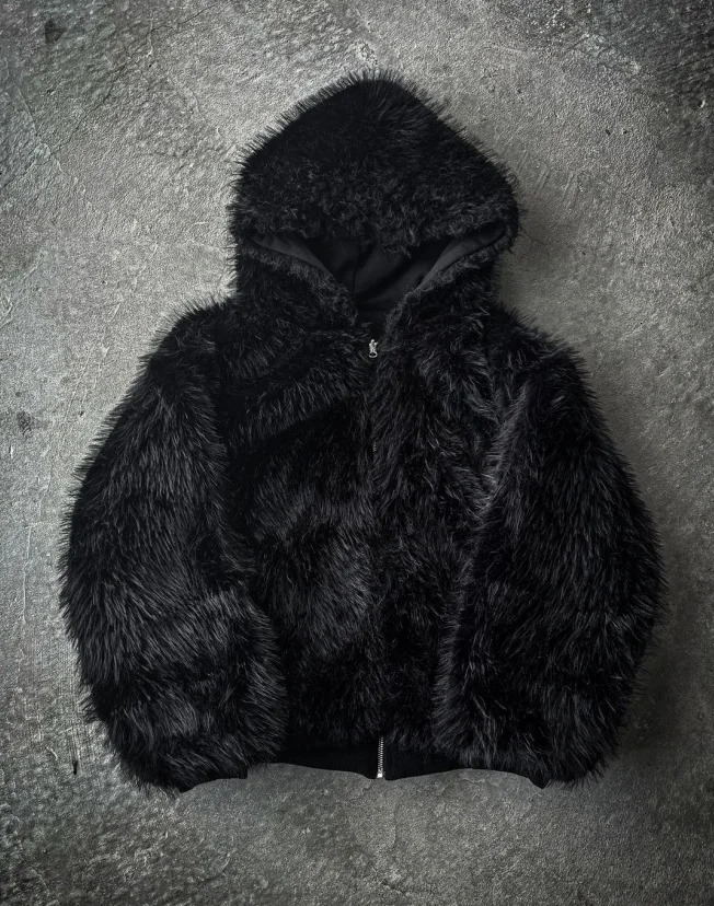 Street fashion autumn and winter reversible thick pleated American casual cotton jacket mens and womens hooded short jacket 241209