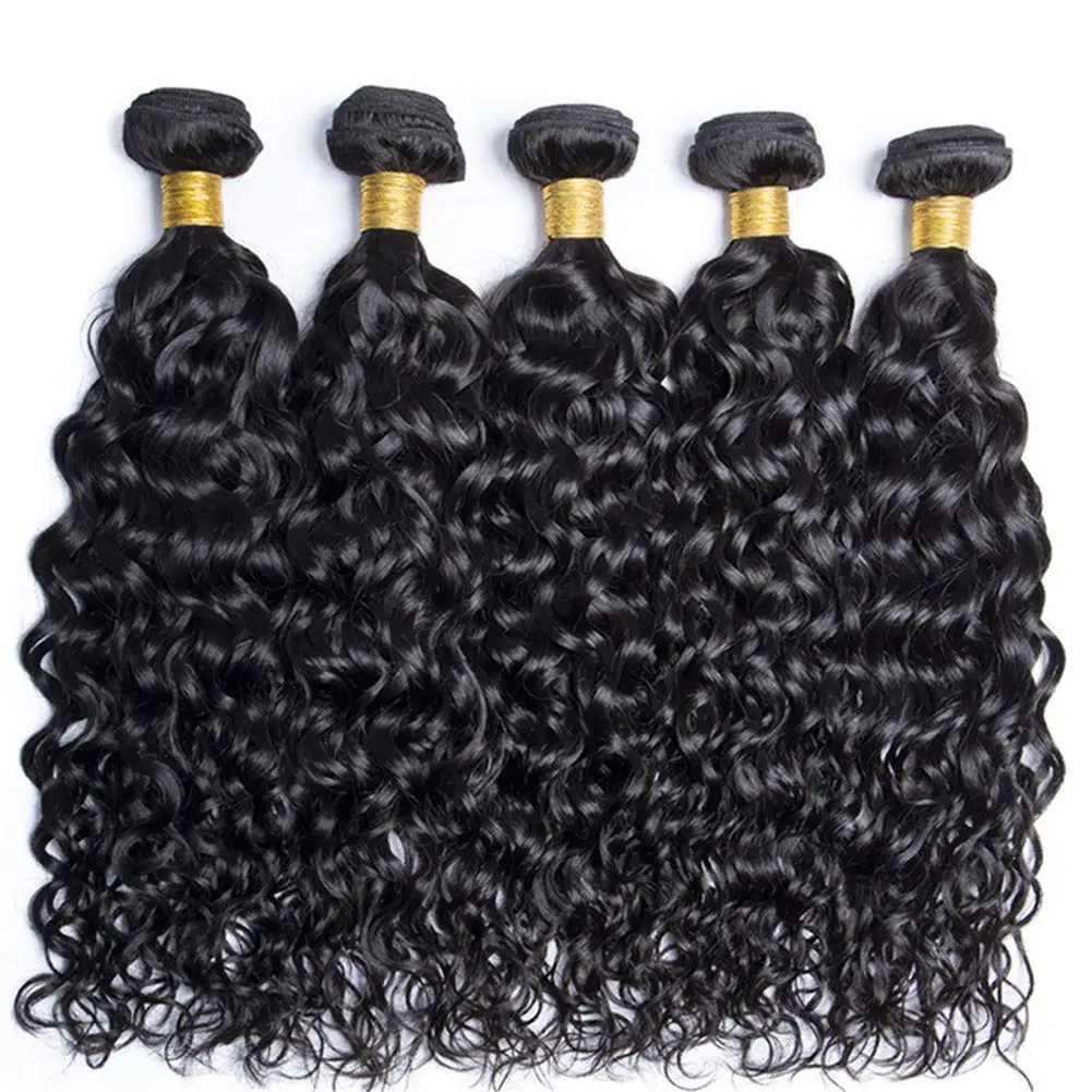 10A Peruvian Hair Bundles With Frontal Water Wave Bundles With Frontal Clo 13x4 Ear to Ear Lace Human Hair Weave ExtensionsXJ250120