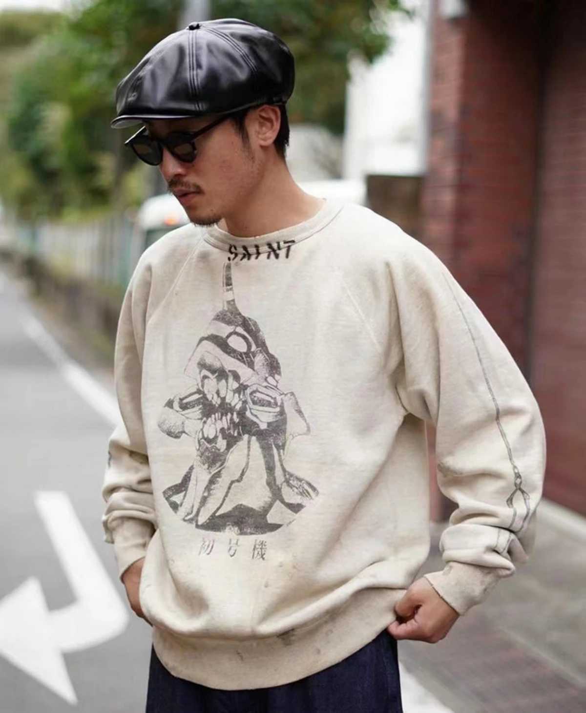 Yao Fashion Saint of Michael High Quty O Neck Pullover Luxury Top Mens Super Large Retro Graphic Hoodie X241216