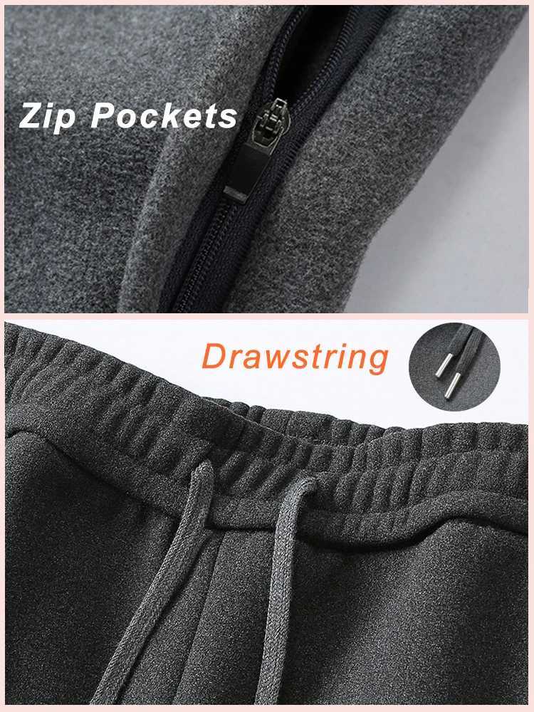 Winter wool sports pants mens thick jogging pants drawstring elastic waist zipper pocket hot straight track Trouser X241216