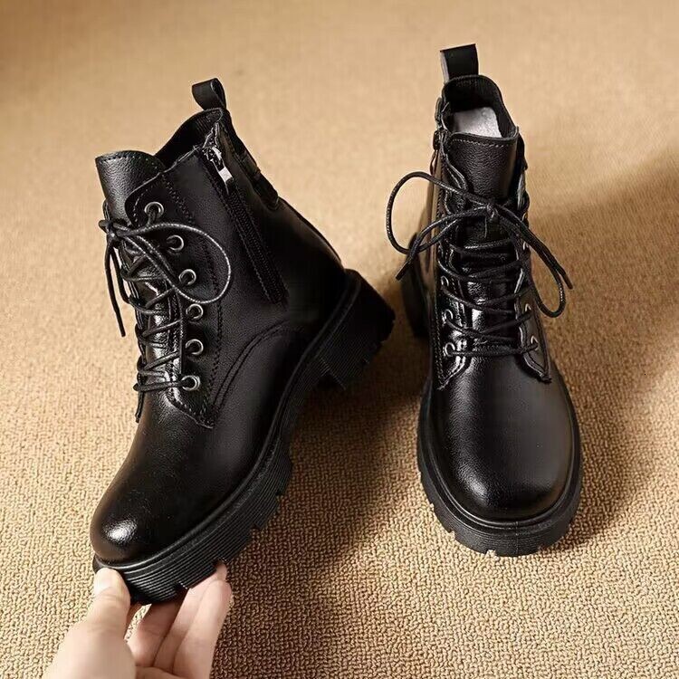 Popular Korean version thick soled and plush sock tube boots, short tube Martin boots, soft soled non slip cotton shoes, 2024 autumn/winter trendy lea