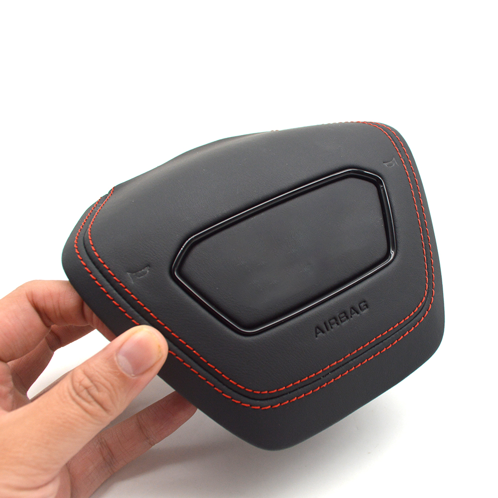 For Audi A6 C8 red white black leather Steering wheel decorative cover painting black