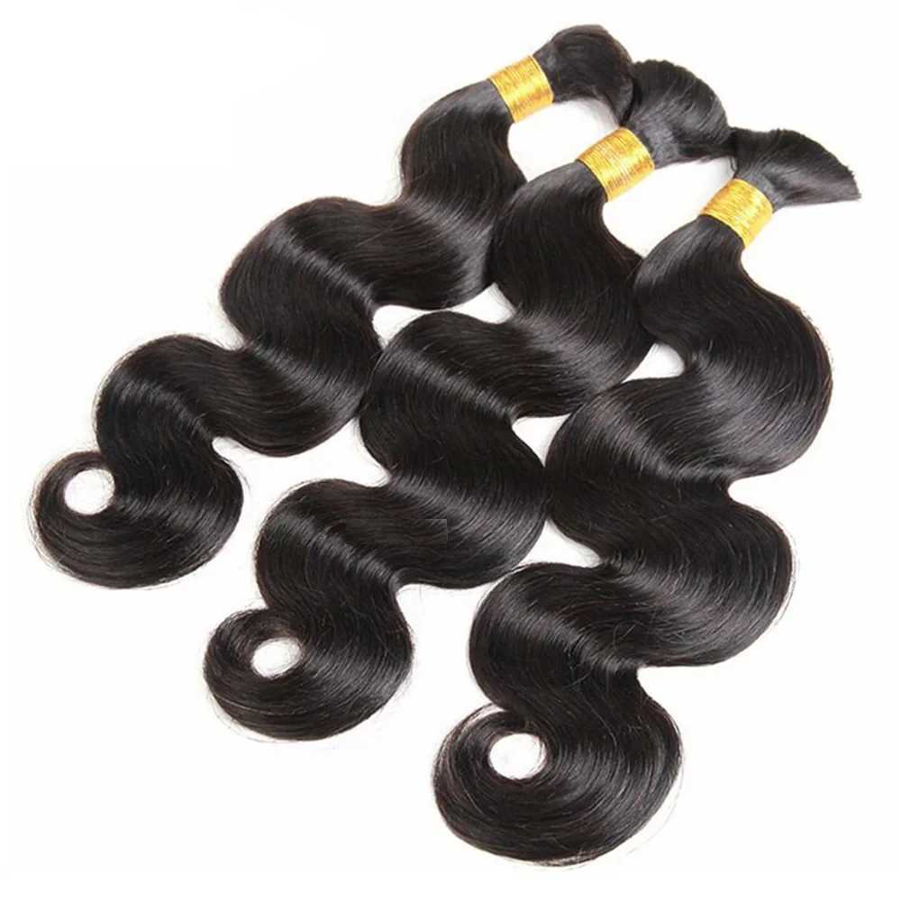Body Wave No Weft Braids Human Hair Extensions Bulk Human Hair Bundles 16-26 Natural Black Virgin Hair Bulk For BraidingXJ241216