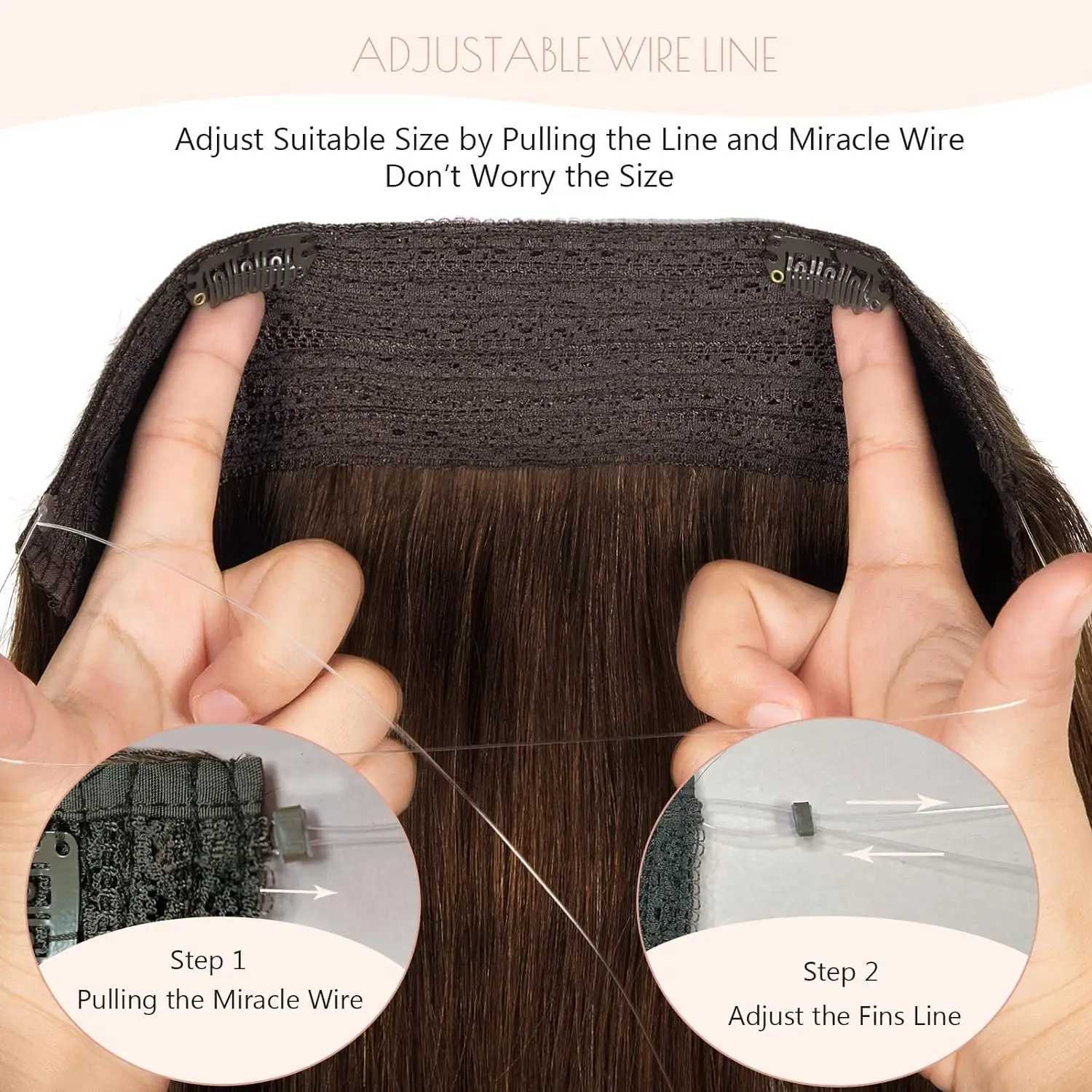 Human Hair Extensions Invisible Wire Hair Extensions Black Remy fish line hair Hairpiece with Fish LineXJ241216